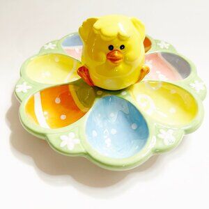 CHANG SONG -  Easter Bunny Ceramic Egg Holder Decorative Dish